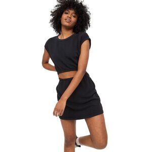 Offline By Aerie Mini Dress Size Small Weekend Fleece Cut Out Dress Black Cotton